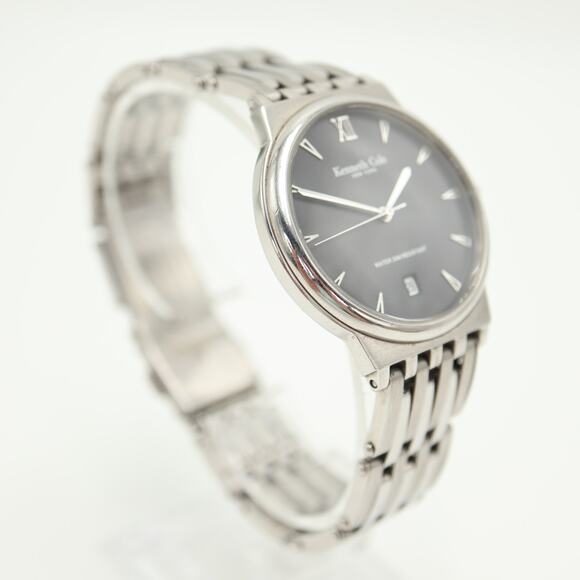 Kenneth Cole Mens 35mm Classic Date Dress Watch Stainless Steel w New Battery - Picture 10 of 16